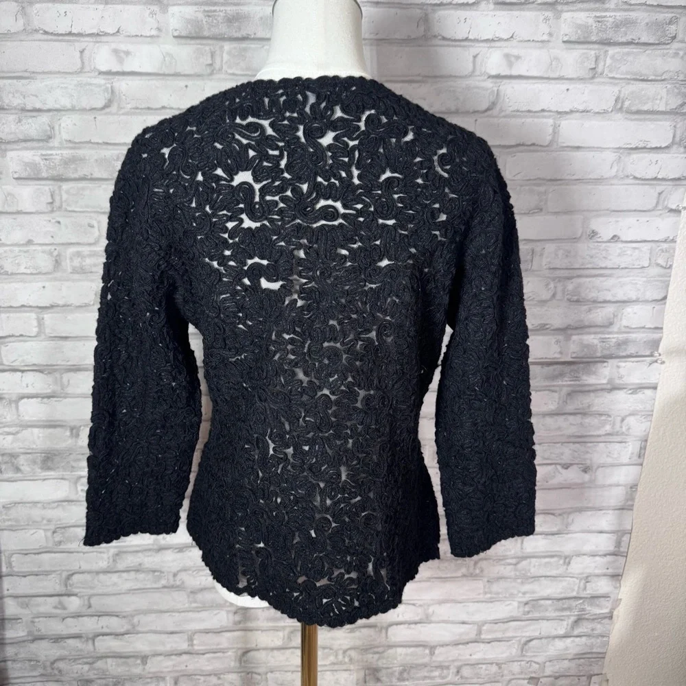 Vintage Floral Black Women's Button Up Cardigan - Picture 5 of 12
